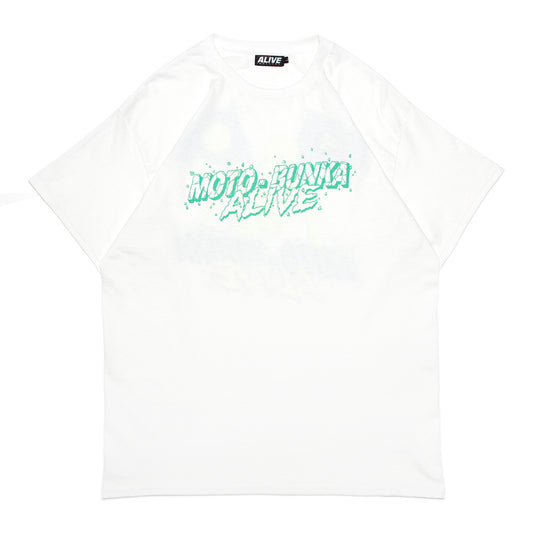 ALIVE INDUSTRY X MOTO-BUNKA - Limited Collaboration T-Shirt Designed by Hirotton/White