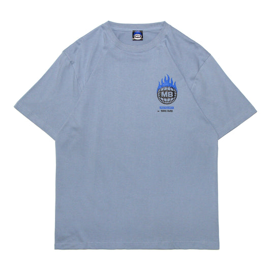 MOTO-BUNKA X BURN SLOW - Collab Logo T-Shirt/Light Blue