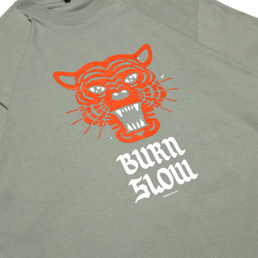 BURN SLOW - Sketchy Tiger T-shirt/Light Green