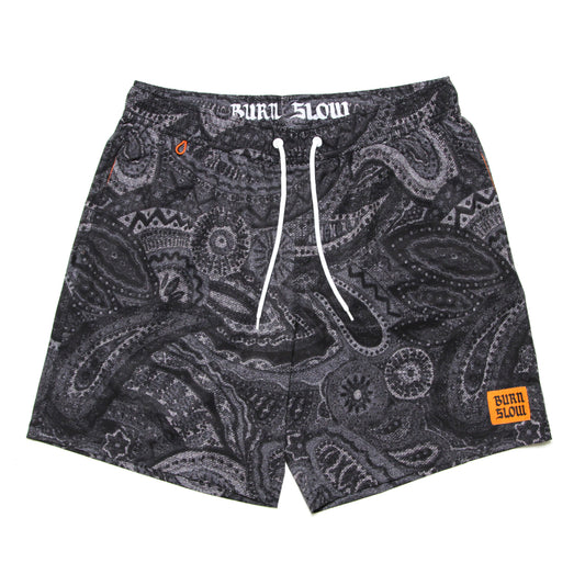 BURN SLOW - Swim Athletic Shorts/Paisley Black