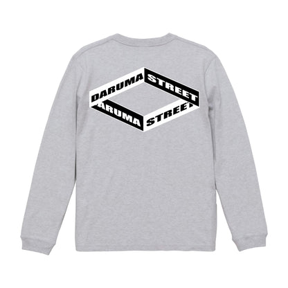 [予約] DARUMA STREET - Box Logo Long Sleeve T-Shirt/Grey/Black