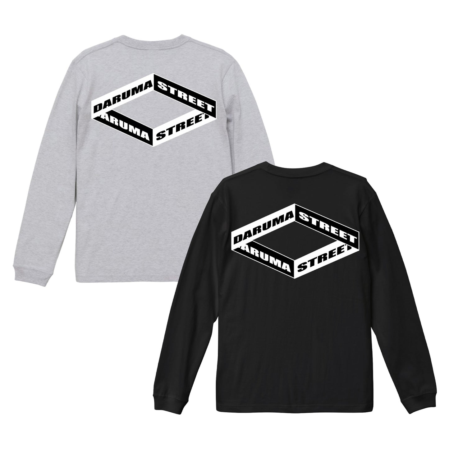 [予約] DARUMA STREET - Box Logo Long Sleeve T-Shirt/Grey/Black