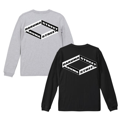 [予約] DARUMA STREET - Box Logo Long Sleeve T-Shirt/Grey/Black