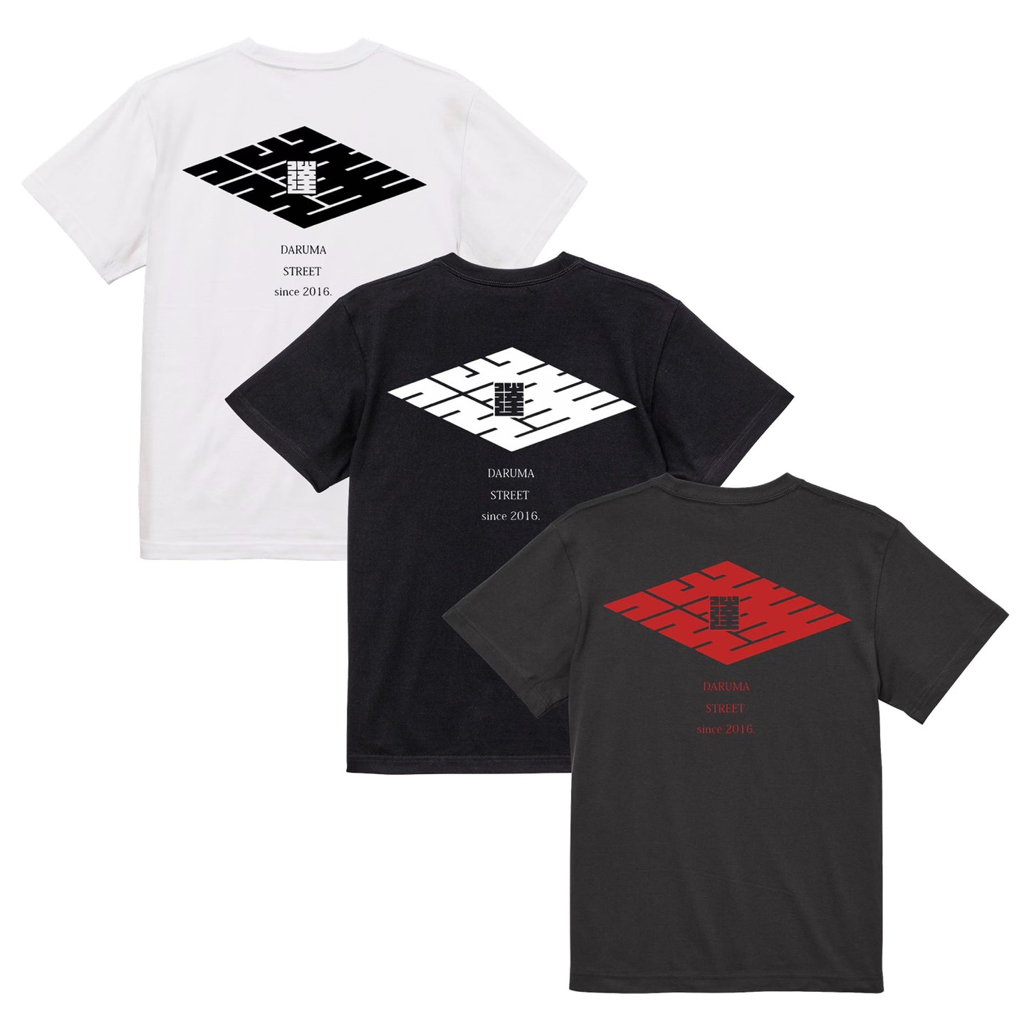 [予約] DARUMA STREET - Logo T-Shirt/White/Black/Japan Black