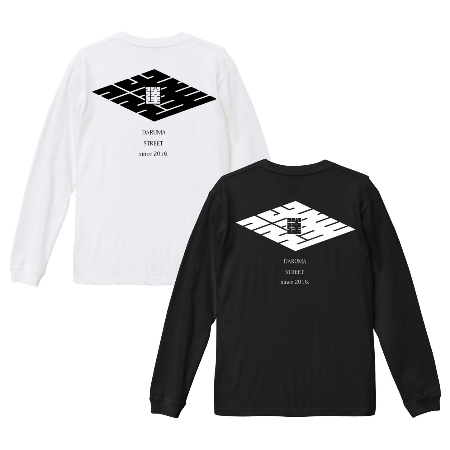 [予約] DARUMA STREET - Logo Long Sleeve T-Shirt/White/Black