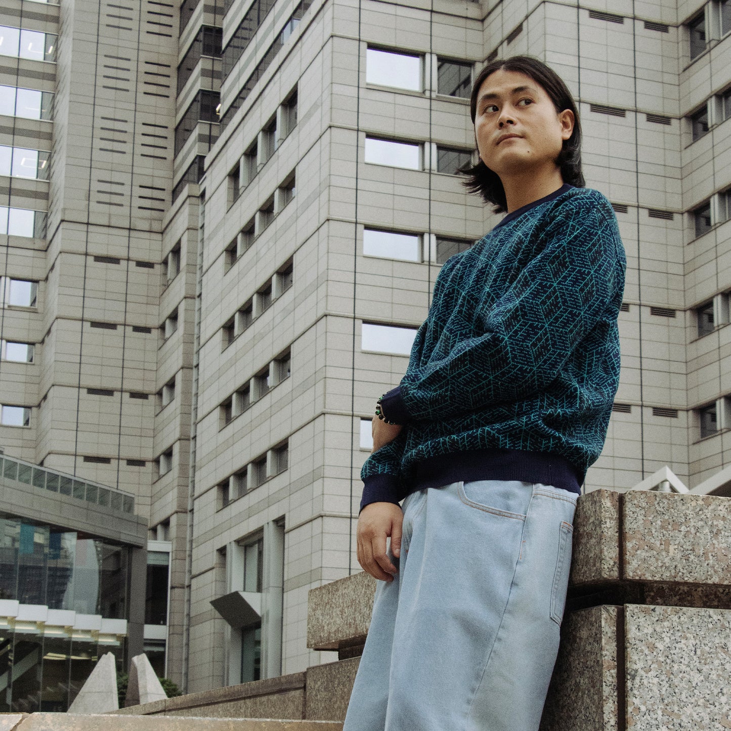 DARUMA STREET - Cube Logo Sweater/Green