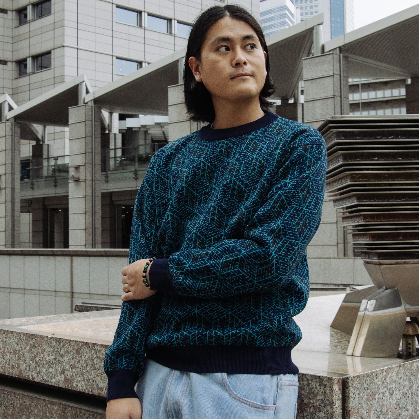 DARUMA STREET - Cube Logo Sweater/Green