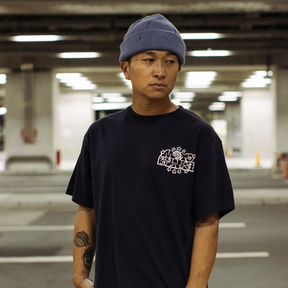 MOTO-BUNKA - Flash T-Shirt/Navy & Water Transfer Tattoo