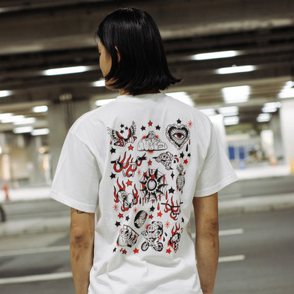 MOTO-BUNKA - Flash T-Shirt/White & Water Transfer Tattoo