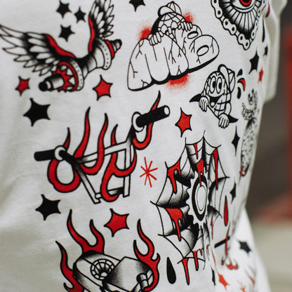 MOTO-BUNKA - Flash T-Shirt/White & Water Transfer Tattoo