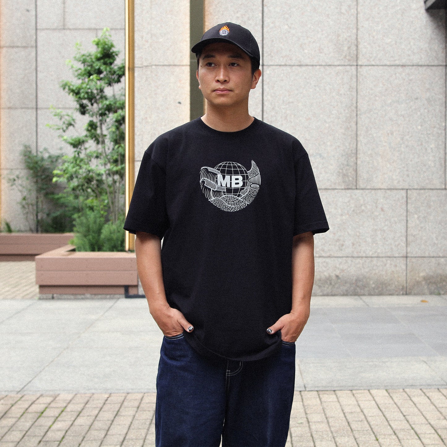 MOTO-BUNKA - Globe Wave T-Shirt/Black