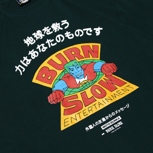 MOTO-BUNKA X BURN SLOW - Cap Planet T-Shirt/Forest Green