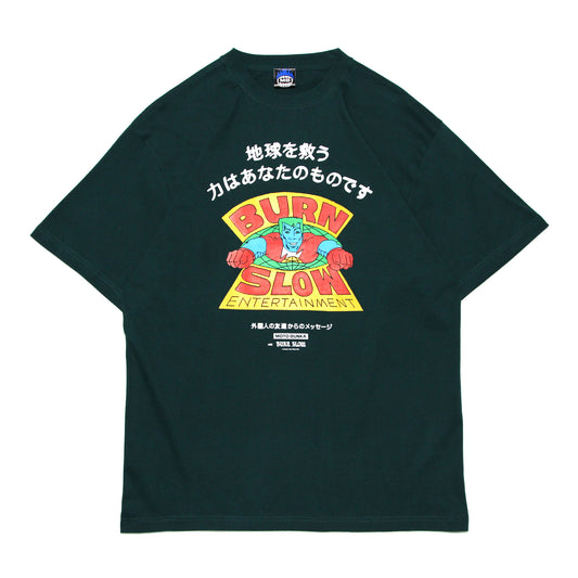 MOTO-BUNKA X BURN SLOW - Cap Planet T-Shirt/Forest Green