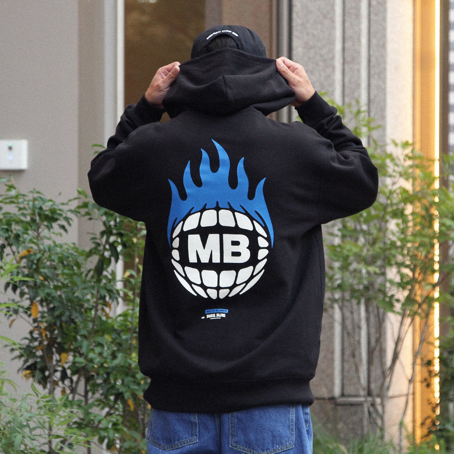 MOTO-BUNKA X BURN SLOW - Collab Logo Hoodie/Black
