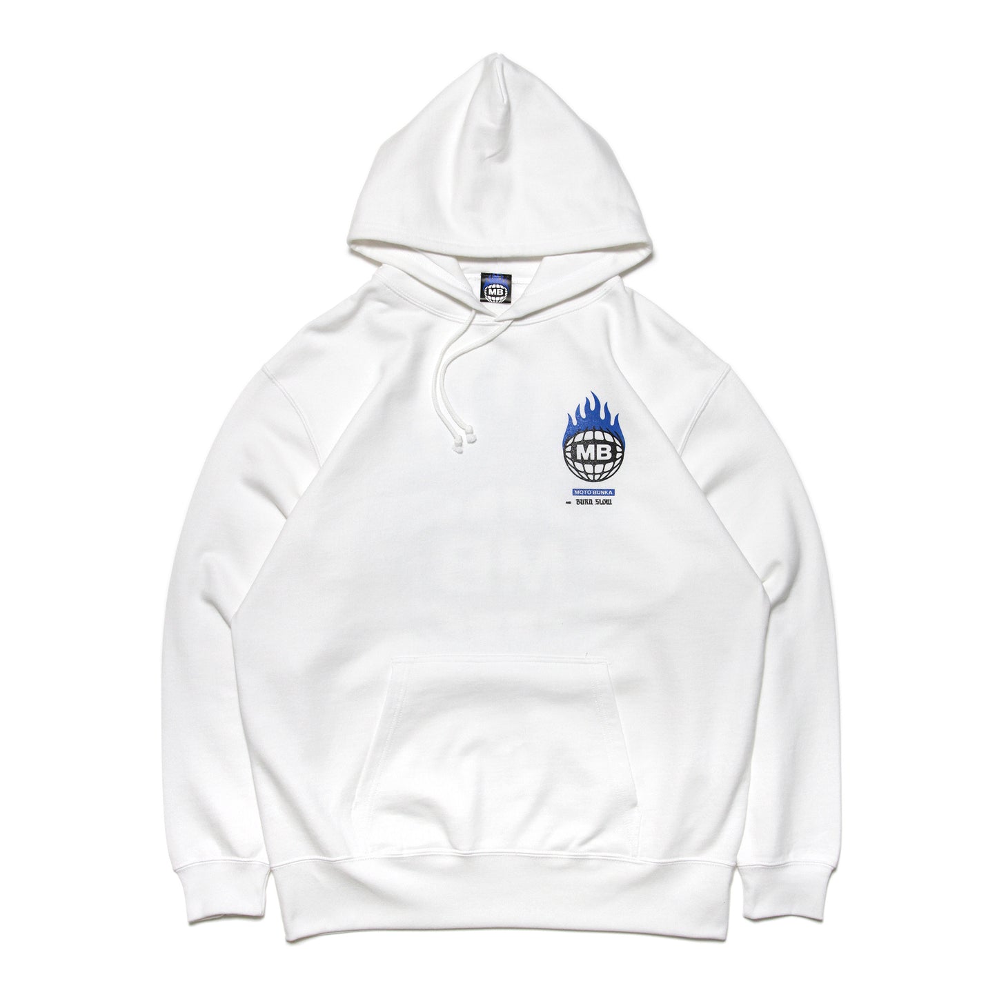 MOTO-BUNKA X BURN SLOW - Collab Logo Hoodie/White