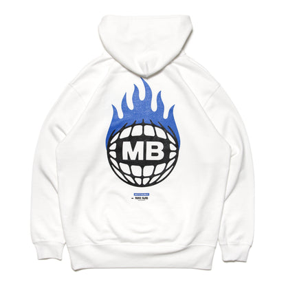 MOTO-BUNKA X BURN SLOW - Collab Logo Hoodie/White