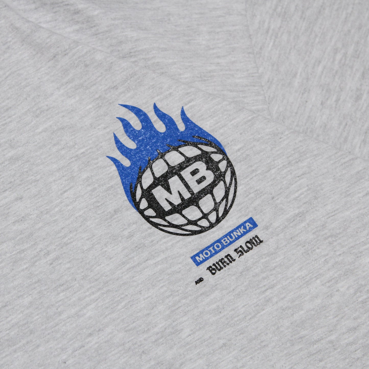 MOTO-BUNKA X BURN SLOW - Collab Logo T-Shirt/Heatehr Grey