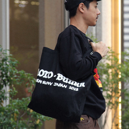 MOTO-BUNKA X BURN SLOW - Collab Text Logo Tote Bag/Black