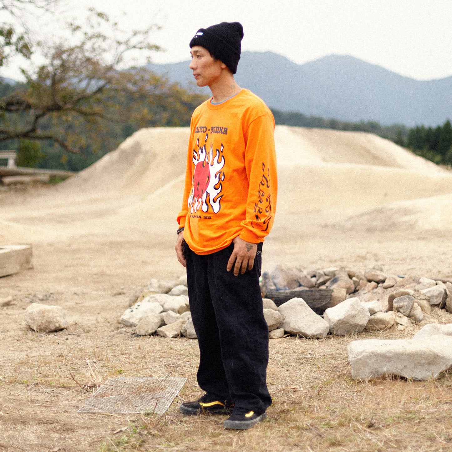 MOTO-BUNKA X BURN SLOW - I Love Japan Long Sleeve T-Shirt/Orange