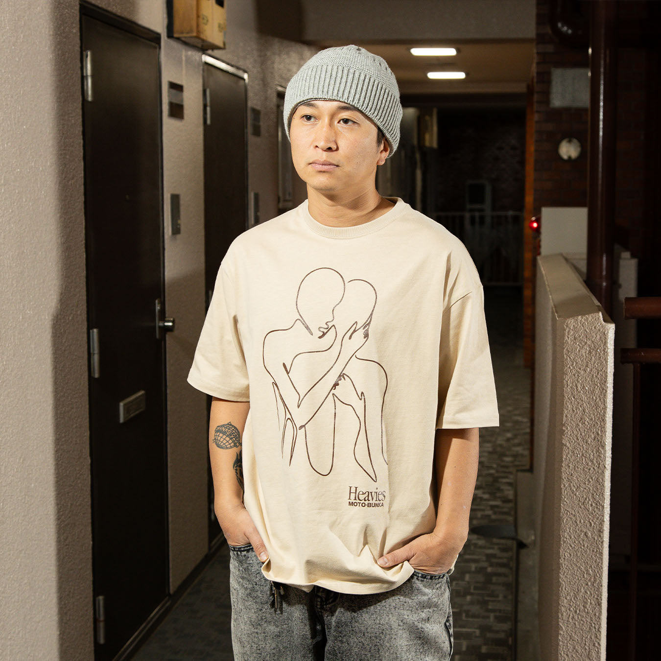 MOTO-BUNKA X HEAVIES - Embrace T-Shirt/Khaki