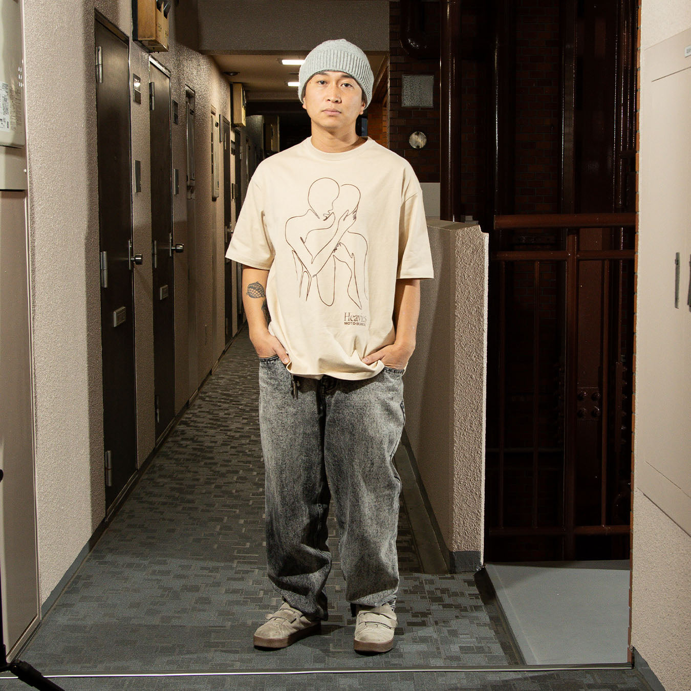 MOTO-BUNKA X HEAVIES - Embrace T-Shirt/Khaki