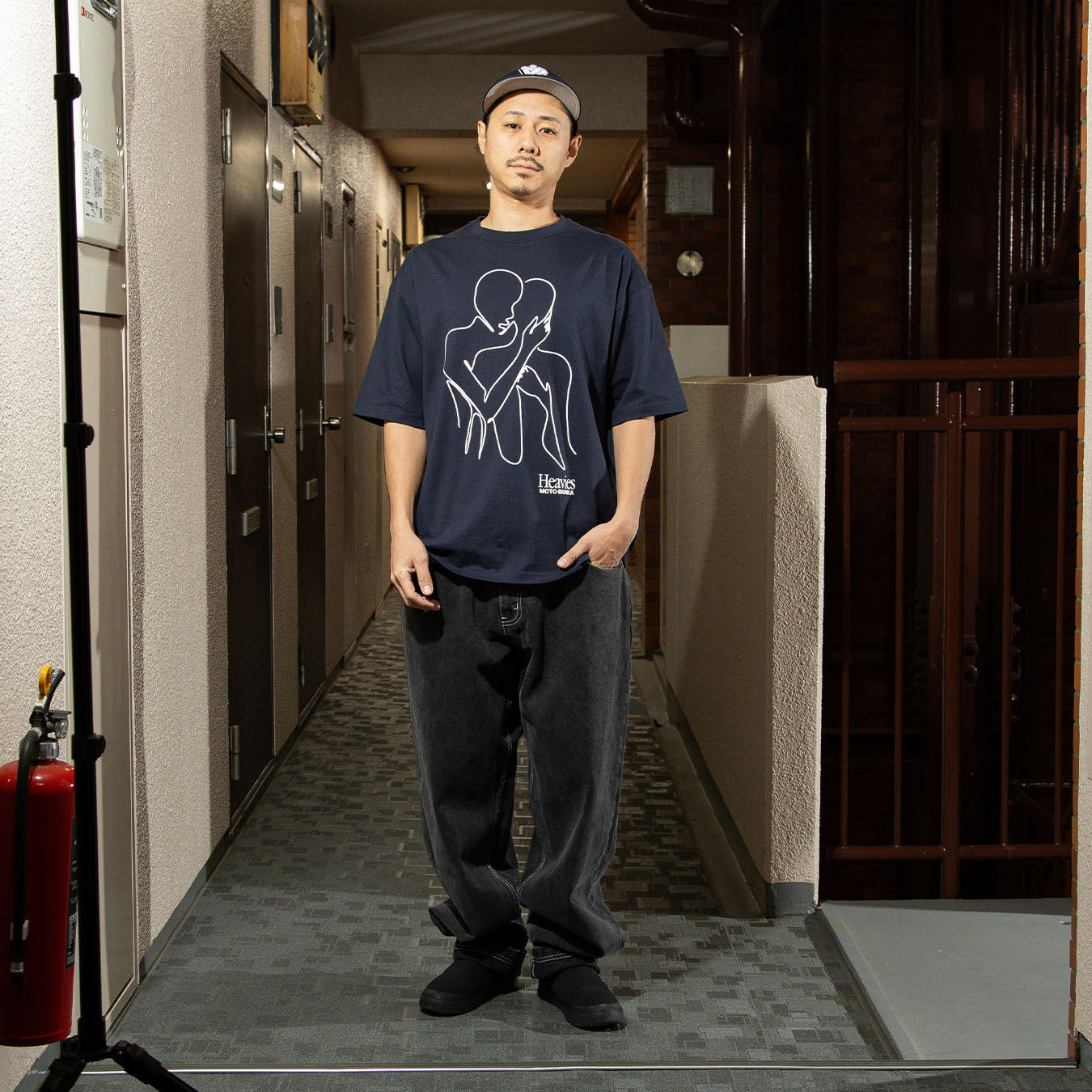 MOTO-BUNKA X HEAVIES - Embrace T-Shirt/Navy