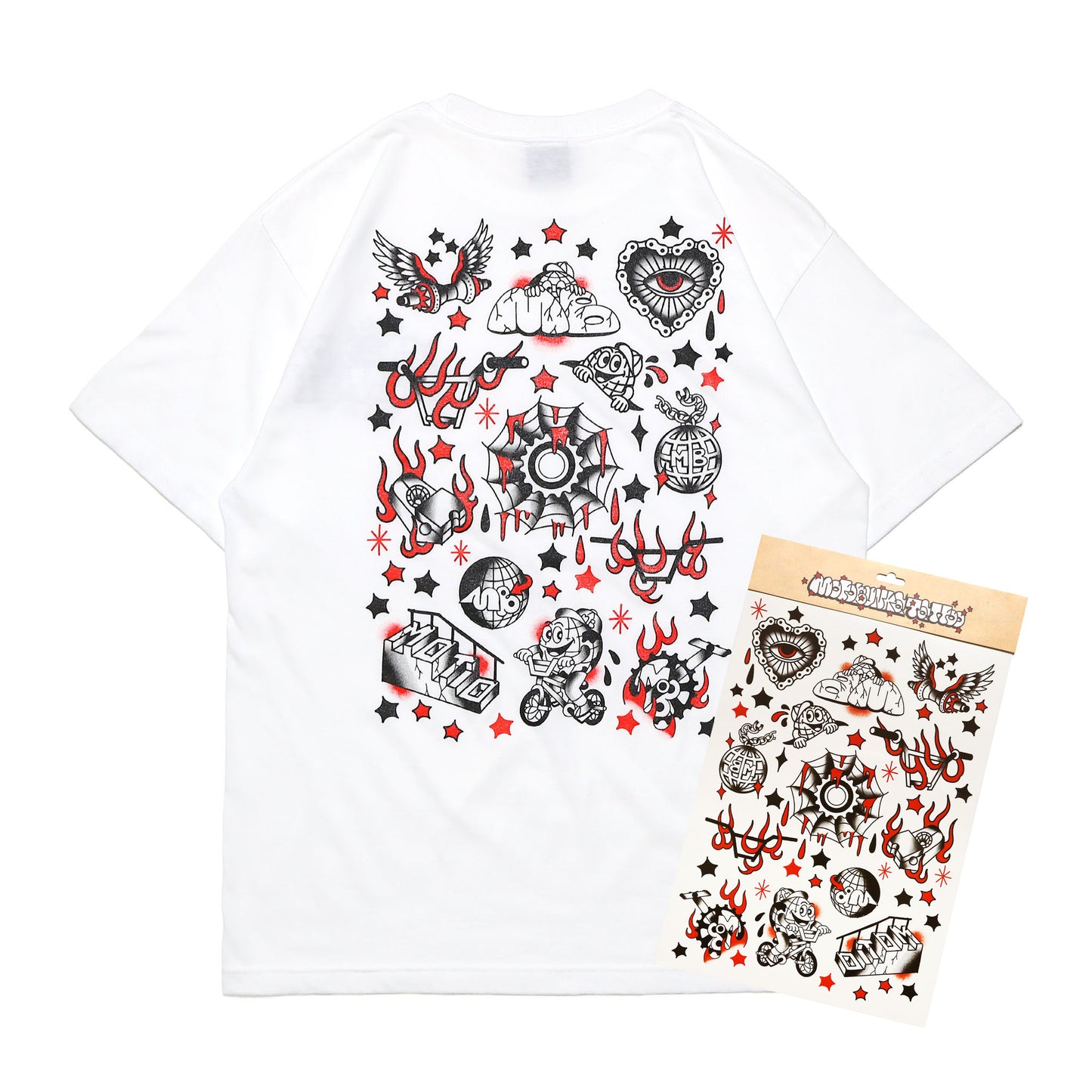 MOTO-BUNKA - Flash T-Shirt/White & Water Transfer Tattoo