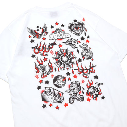 MOTO-BUNKA - Flash T-Shirt/White & Water Transfer Tattoo