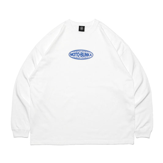 MOTO-BUNKA - Oval Logo Long Sleeve/White-Blue