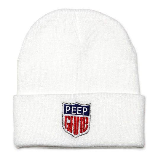 PEEP GAME - Badge Beanie/White