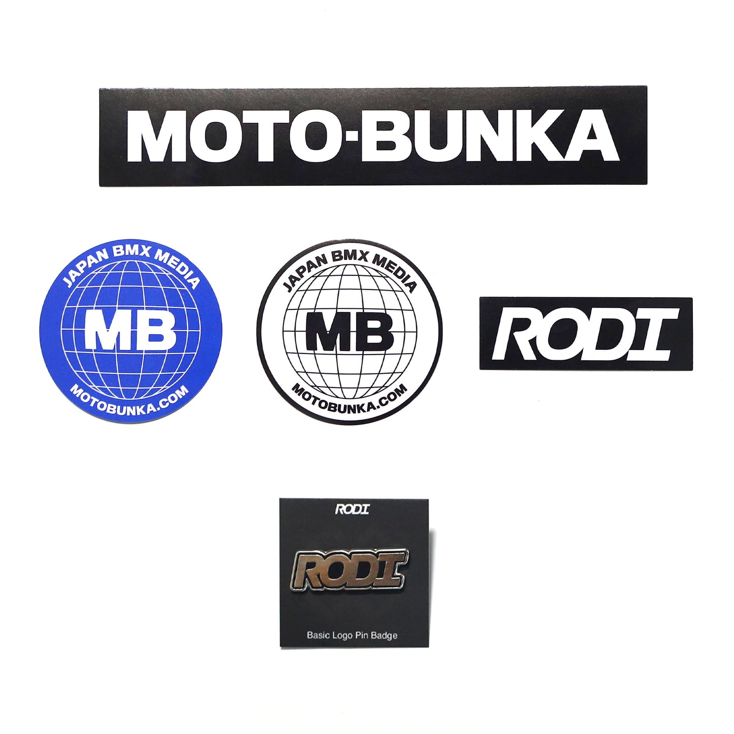 MOTO-BUNKA - Sticker & Pin Badge Set