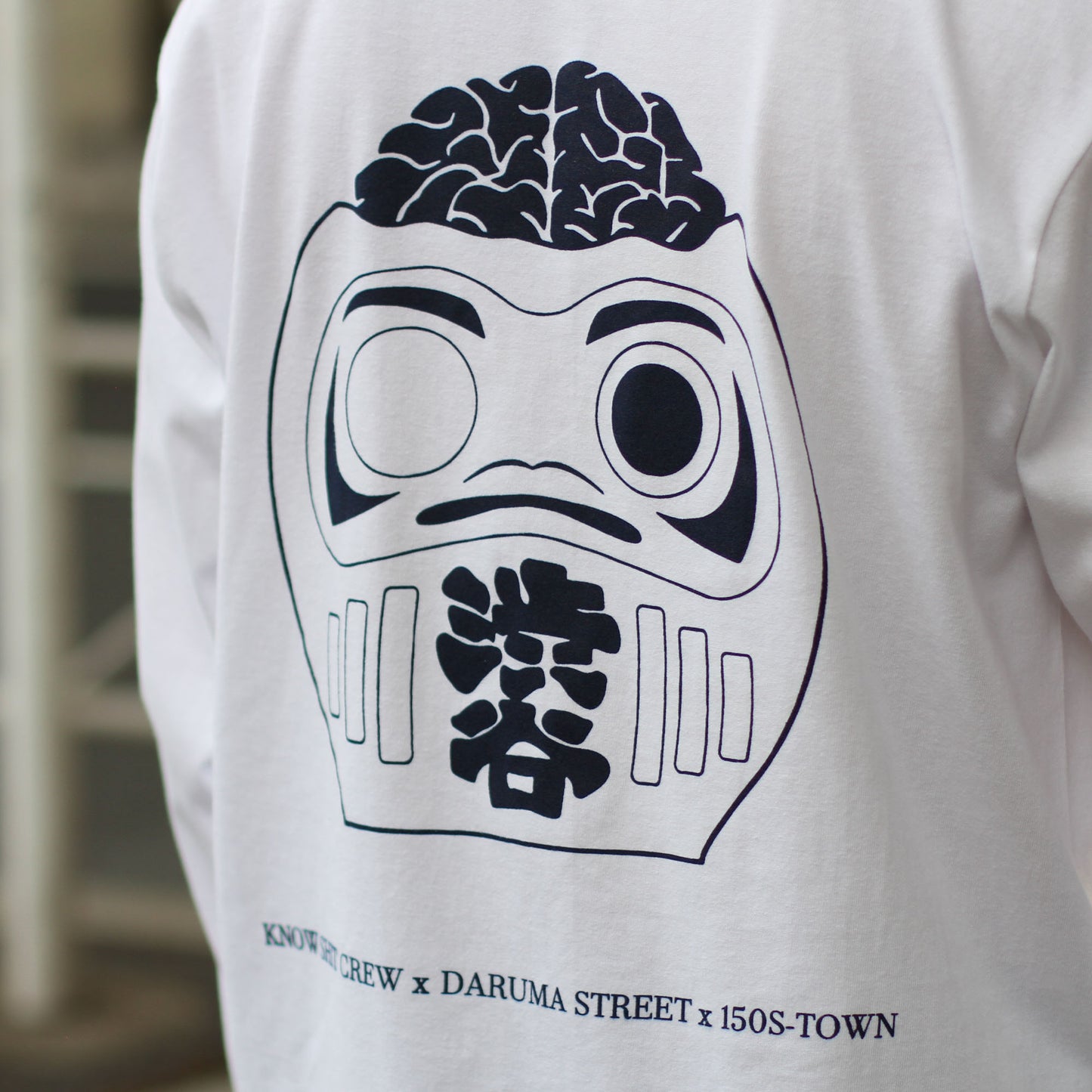 150S-TOWN X KNOW SHIT CREW X DARUMA STREET - Collab Long Sleeve T-Shirt/White