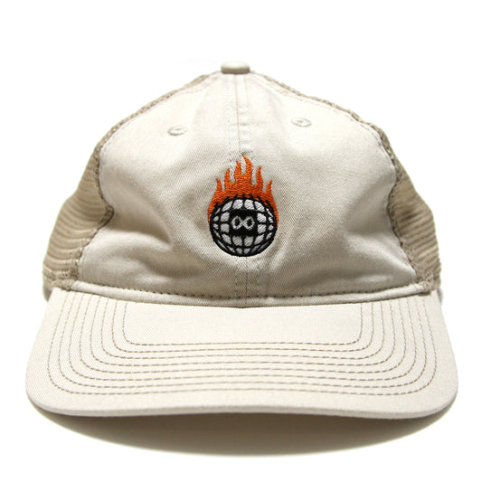 BURN SLOW - Globe Logo Mesh Cap/Khaki